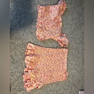 Zara smocked skirt and shirt set